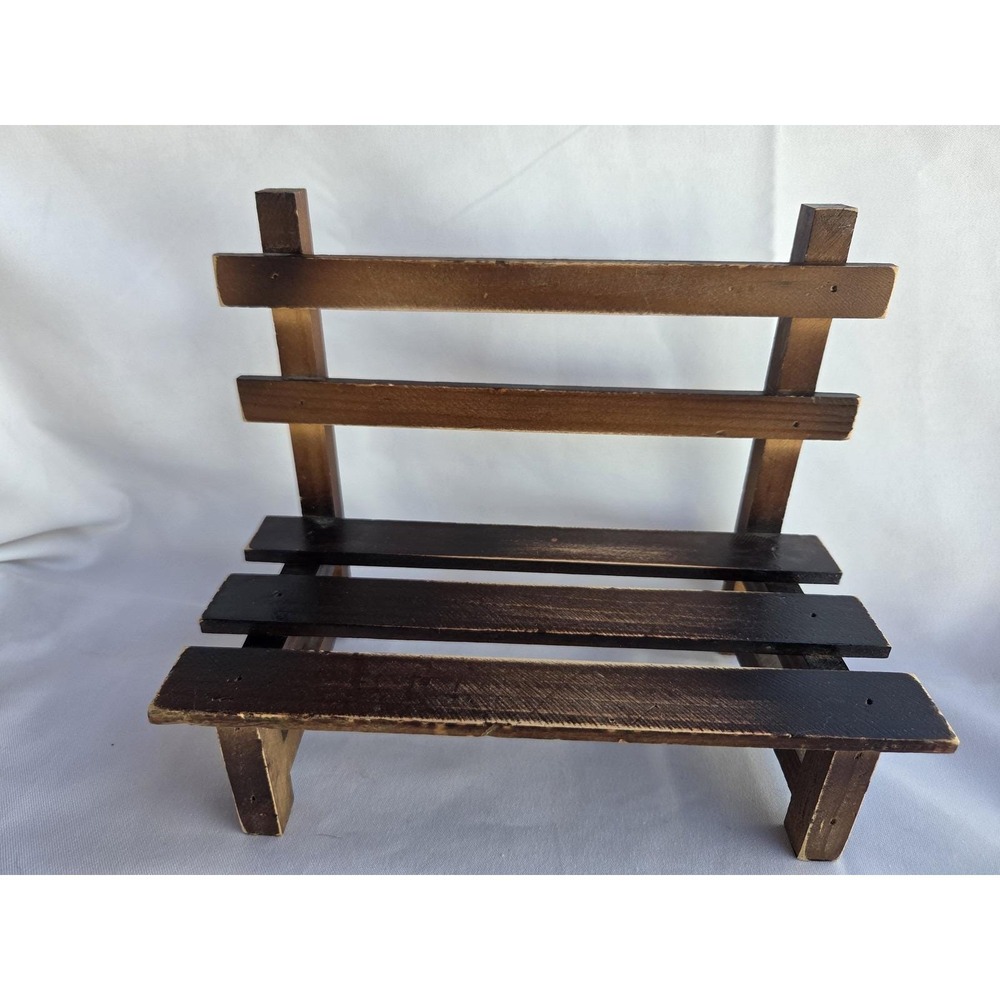 Rustic Miniature Wooden Bench Display Stand Riser Primitive Farmhouse Decor